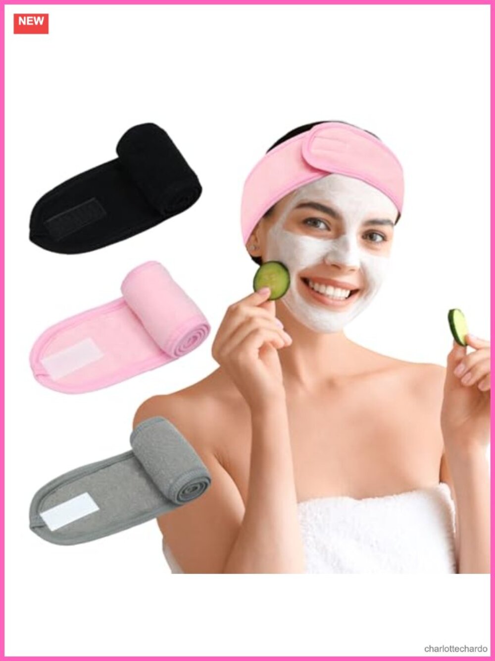 3 Pack Facial Spa Headband Women Adjustable Non-Slip Terry Cloth Hair Wrap